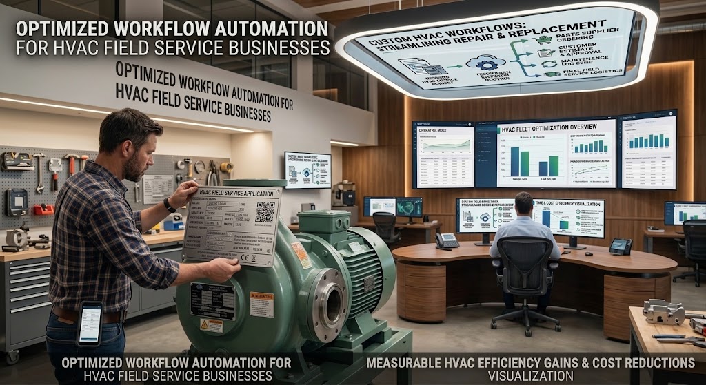 HVAC equipment identification connected to service workflows and office dashboards