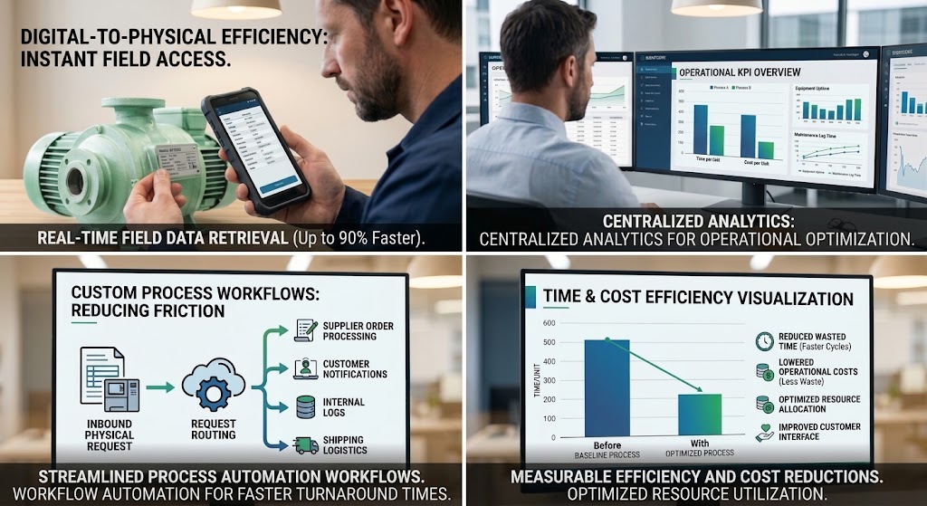 Field data access, operational dashboards, request routing, and time-saving workflows